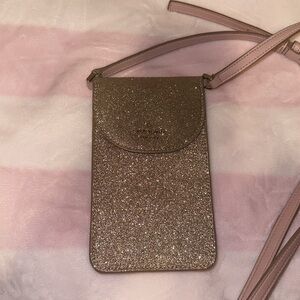NWT Kate Spade Gold Glitter Phone Purse